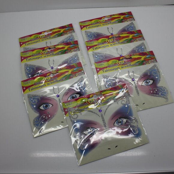 7 PK Self Adhesive Face Sticker Gems Glitter Jewel Temporary Butterfly Tattoo - Picture 1 of 3